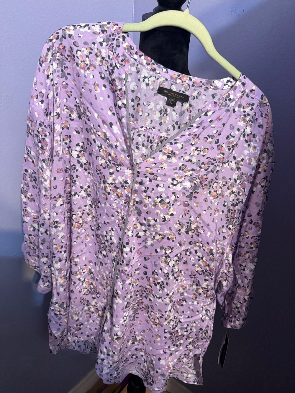 croft & barrow Lavender Floral Print V-Neck Blouse
